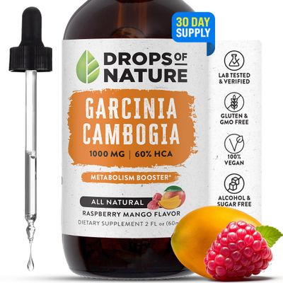 Garcinia Cambogia - Appetite Suppressant for Weight Loss - Stronger Than Pills &amp; Capsules (60% HCA) 4X Ultra Concentrated Liquid Supplement - Carb Blocker - 2 fl. oz. Natural Raspberry Mango