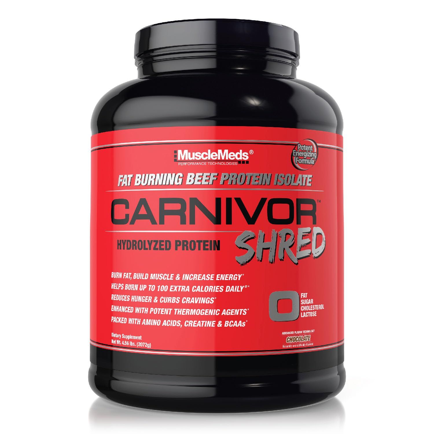 MuscleMeds Carnivor Shred Fat Burning Hydrolized Beef Protein Isolate, 0 Lactose, 0 Sugar, 0 Fat, Chocolate, 4.35 lbs