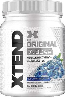 XTEND Original BCAA Powder Blue Raspberry Ice | Sugar Free Post Workout Muscle Recovery Drink with Amino Acids | 7g BCAAs for Men &amp; Women | 50 Servings