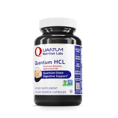 Quantum Nutrition Labs Quantum Betaine HCL - Betaine Hydrochloride, Betaine Hydrochloric Acid Supplement for Optimal Digestive Function and Low Stomach Acid, Betaine-HCL - 90 Plant-Based Capsules