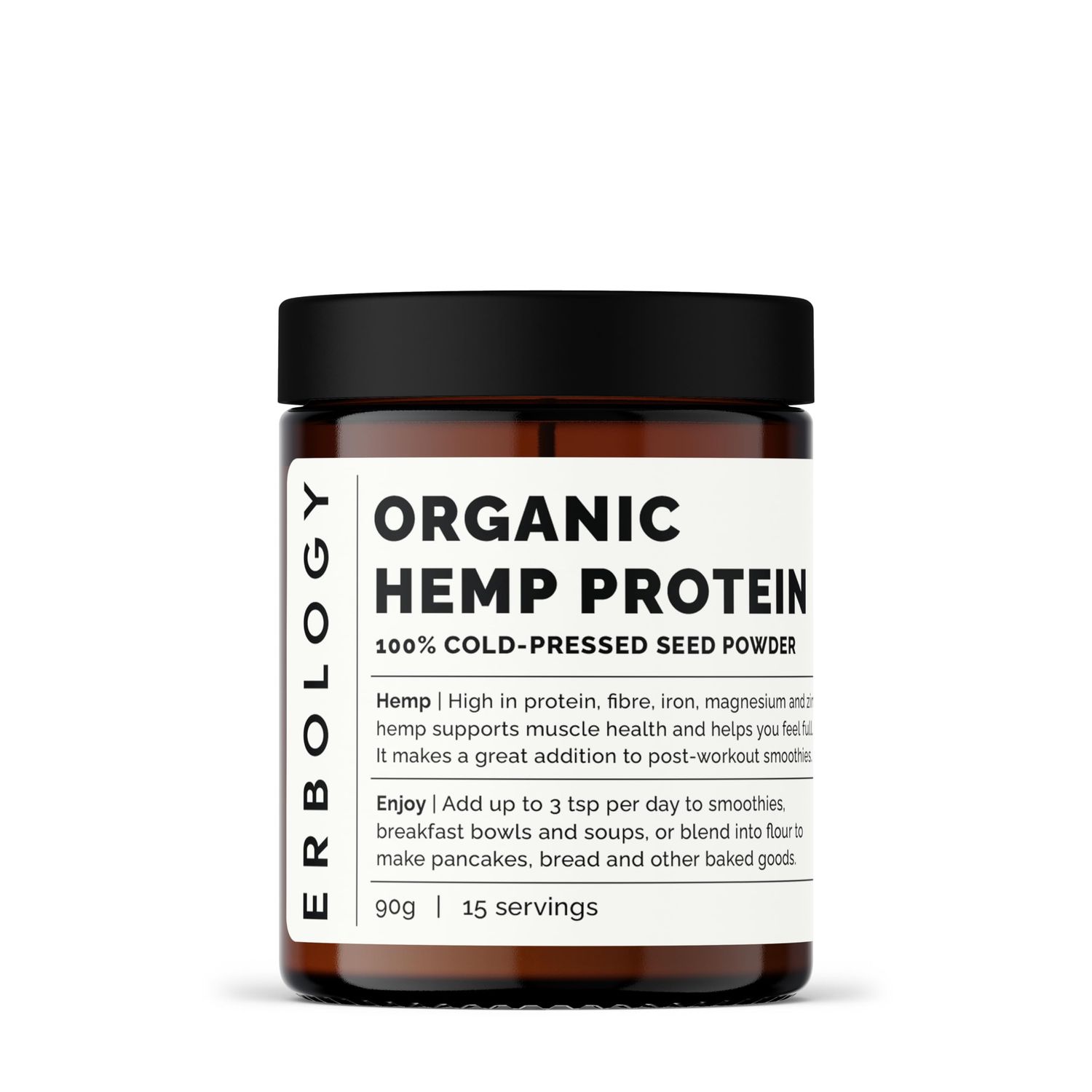 100% Organic Hemp Protein Powder 10.6 oz - Cold-Pressed from 100% Hemp Seeds - High in Vitamin D and Minerals - Straight from Farm - Raw, Vegan and Gluten-Free - Non-GMO - Recyclable Glass Jar