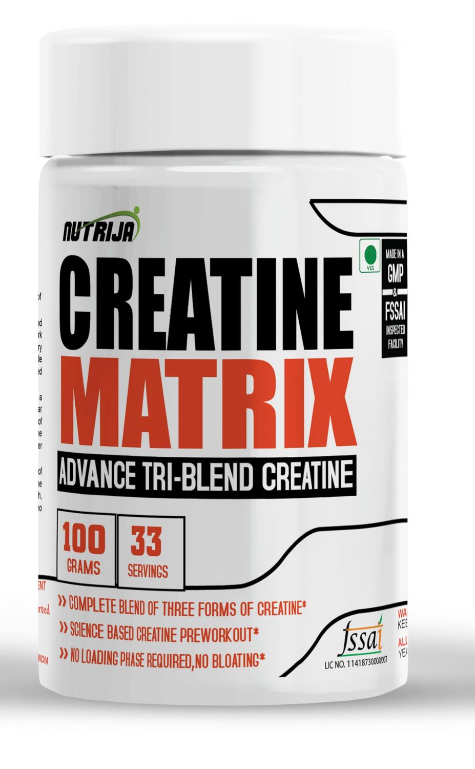 NutriJa CREATINE Matrix - Complete Blend of Creatine HCL, Creatine Nitrate &amp; Magnesium Chelate - 100 Grams (Pineapple)
