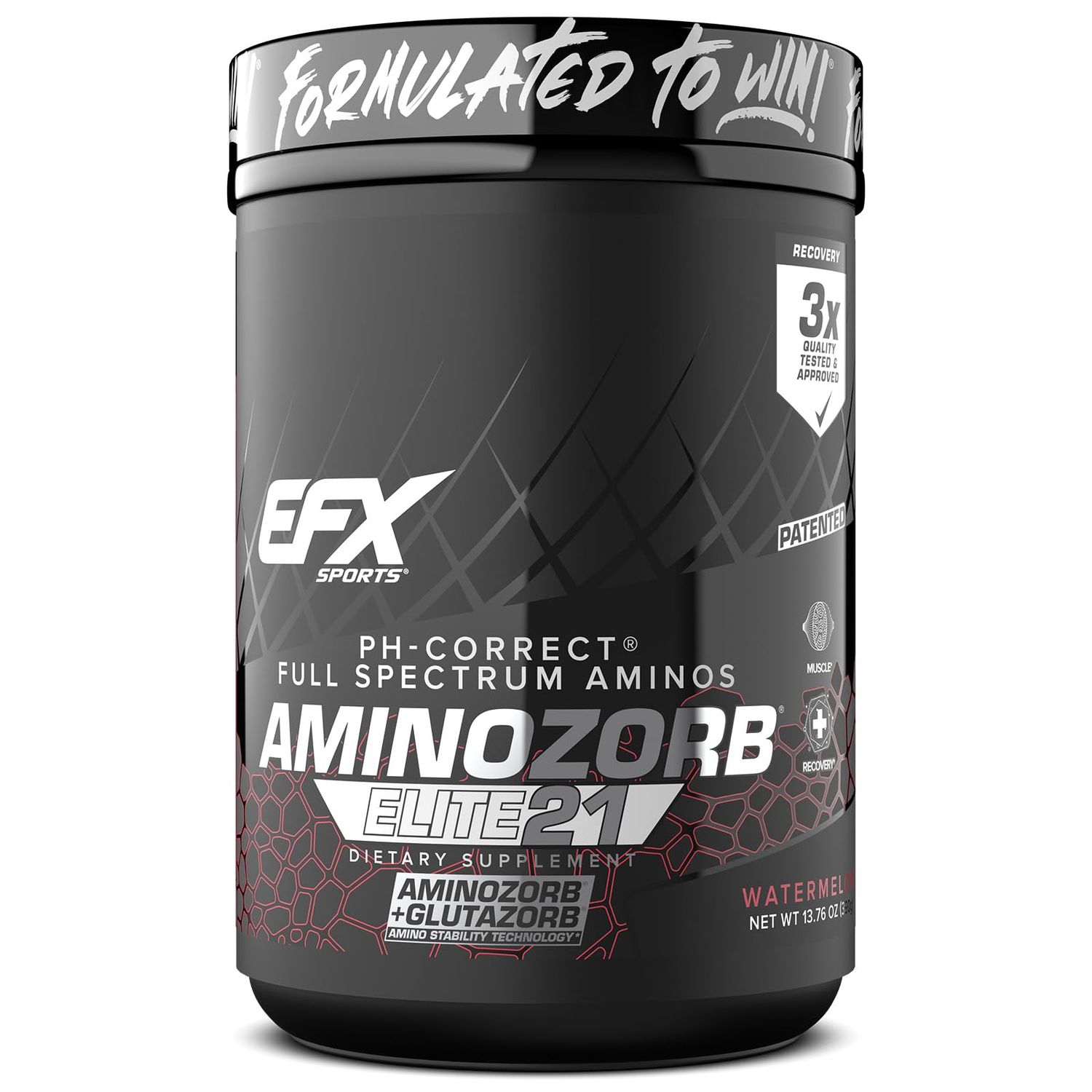 EFX Sports Aminozorb Elite 21 | PH-Correct, Full Spectrum Aminos + Glutamine | Essential &amp; Non Essential Aminos | Zero Sugars | 30 Servings (30 Servings, Watermelon)