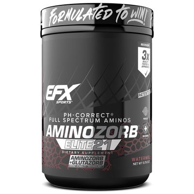 EFX Sports Aminozorb Elite 21 | PH-Correct, Full Spectrum Aminos + Glutamine | Essential &amp; Non Essential Aminos | Zero Sugars | 30 Servings (30 Servings, Watermelon)
