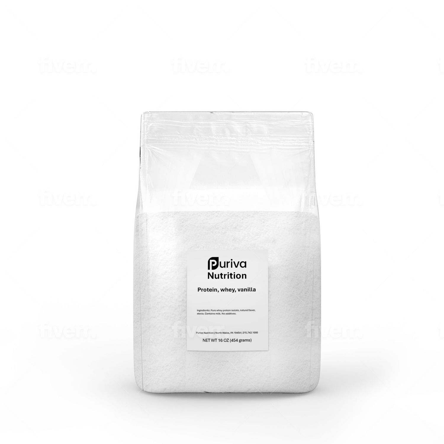 Puriva Nutrition Protein Powder, Whey Protein Isolate, Vanilla, 1 Pound