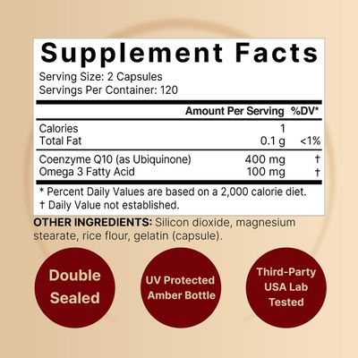 NatureBell CoQ10 400mg with Omega 3 Fatty Acids, 240 Capsules | Stable High Absorption Form - Antioxidant Support for Heart &amp; Energy Health - Extra Strength Coenzyme Q10 Supplement
