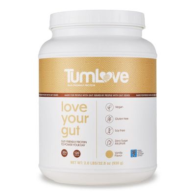 TumLove Vegan Protein Powder - Low FODMAP Certified, Gluten-Free, Dairy-Free, Soy-Free, 100% Gut-Friendly &amp; Non-Bloating, Vanilla (25 Servings)