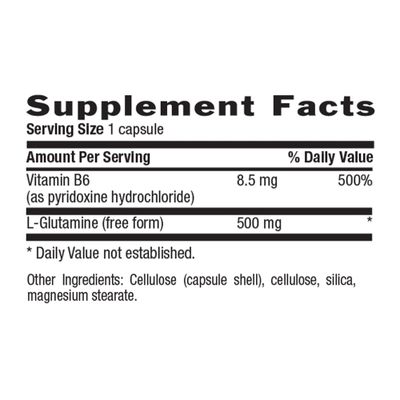 Country Life L-Glutamine 500 mg with B-6 - Amino Acids Supplement for Muscle Support & Gut Health - Vegan, Gluten-Free, Kosher - High Absorption - No Yeast, Corn, Soy - 100 Capsules