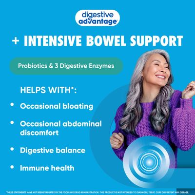 Digestive Advantage IBS Daily Probiotic Capsules for Digestive Health &amp; Gut Health, Probiotics for Men and Women (96 Count Box) - Digestible Enzymes