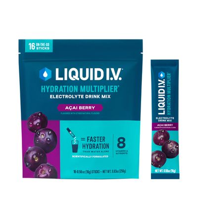 Liquid I.V. Hydration Multiplier - Aa Berry - Hydration Powder Packets | Electrolyte Powder Drink Mix | Convenient Single-Serving Sticks | Non-GMO | 16 Servings (Pack of 12)