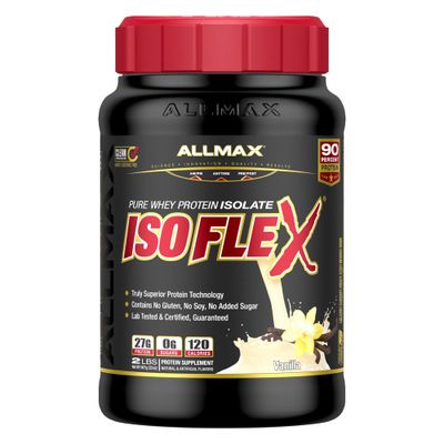 ALLMAX ISOFLEX Whey Protein Isolate, Vanilla - 2 lb - 27 Grams of Protein Per Scoop - Zero Fat &amp; Sugar - 99% Lactose Free - Gluten Free &amp; Soy Free - Approx. 30 Servings