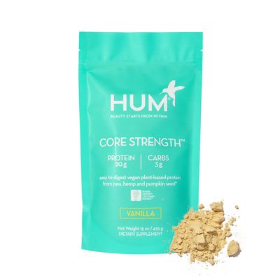 HUM Core Strength Vanilla Protein Powder - Digestion Friendly Vegan Plant Protein for Shakes (15 Servings)