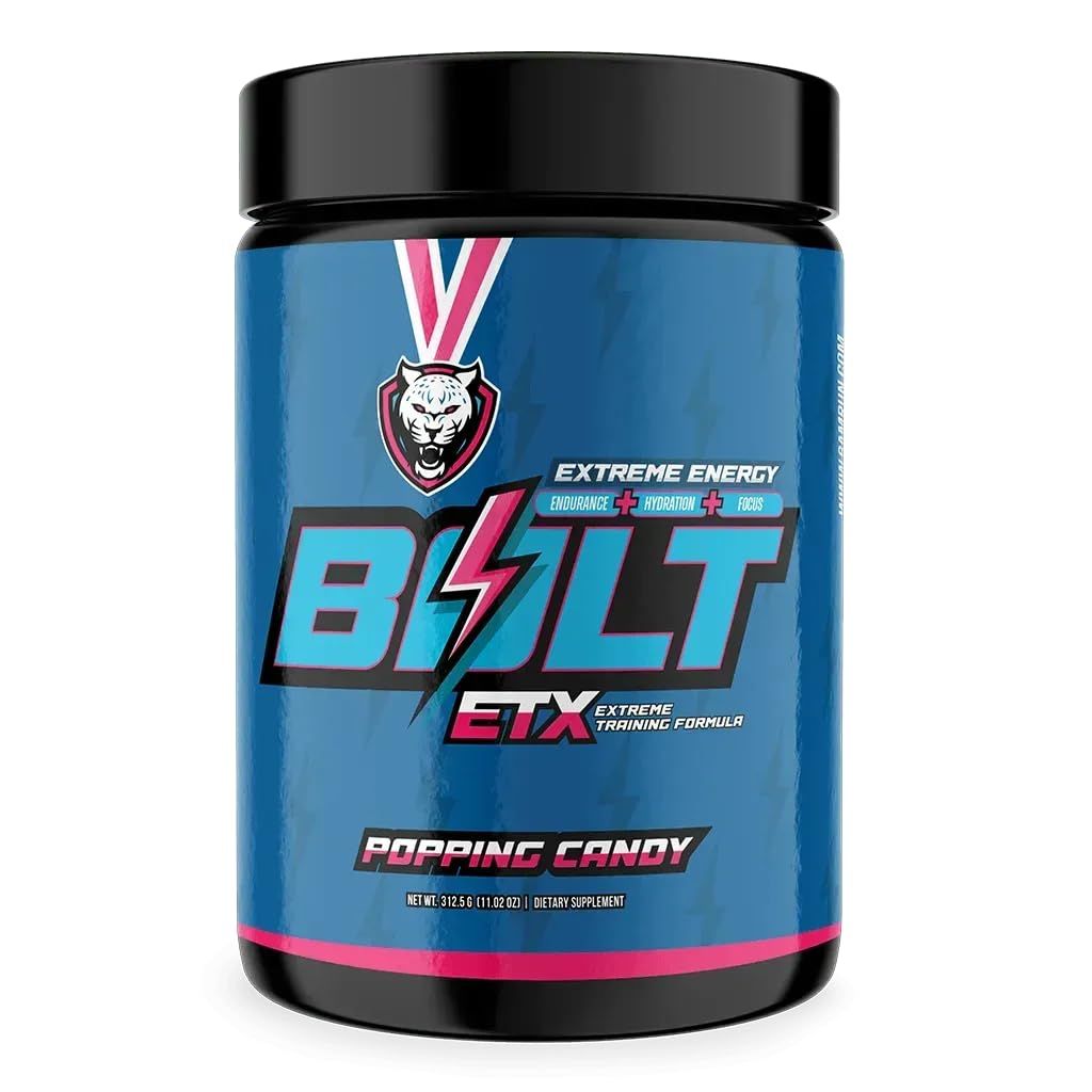 6AM Run Bolt - Pre Workout Powder for Instant Energy Boost for Cardio and Focus - No Jitters, High Energy Conditioning Formula - All Natural, Keto, Vegan (25 Servings (Pack of 1), Popping Candy)