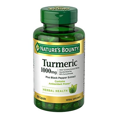 Nature&#39;s Bounty Turmeric With Black Pepper Extract, Supports Antioxidant Health, 1000mg, 60 Capsules