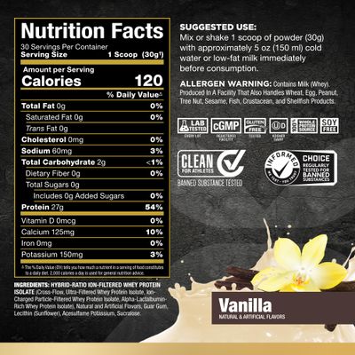 ALLMAX ISOFLEX Whey Protein Isolate, Vanilla - 2 lb - 27 Grams of Protein Per Scoop - Zero Fat & Sugar - 99% Lactose Free - Gluten Free & Soy Free - Approx. 30 Servings