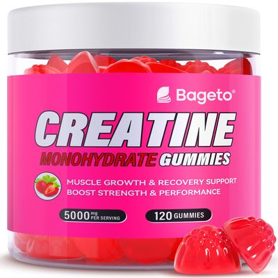 Creatine Monohydrate Gummies 5000mg for Men &amp; Women, Gomitas de Creatina 5g Creatine Monohydrate, 0g Sugar Chewables Creatine Pre-Work Out for Muscle Strength, Vegan,120 Count (120 Count, Strawberry)