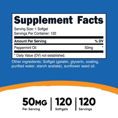 Nutricost Peppermint Oil Softgels (120 SFG) (50 MG) - Gluten Free, Third Party Tested and GMO Free