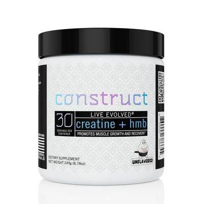 Live Evolved Construct -5g Creatine Monohydrate + 3g Hmb Blend, Muscle Growth, Strength, Recovery, ATP Energy, Athletic Performance, and Protein Synthesis - 30 Servings, unflavored