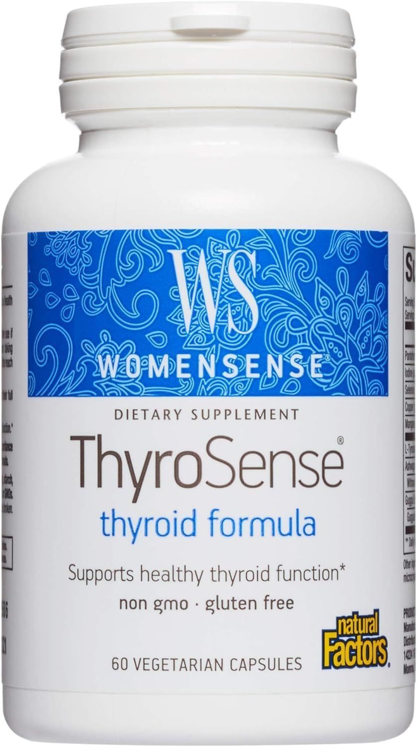 WomenSense ThyroSense by Natural Factors, Natural Supplement to Support Healthy Thyroid Function, Vegetarian, Non-GMO, 60 capsules (30 servings)
