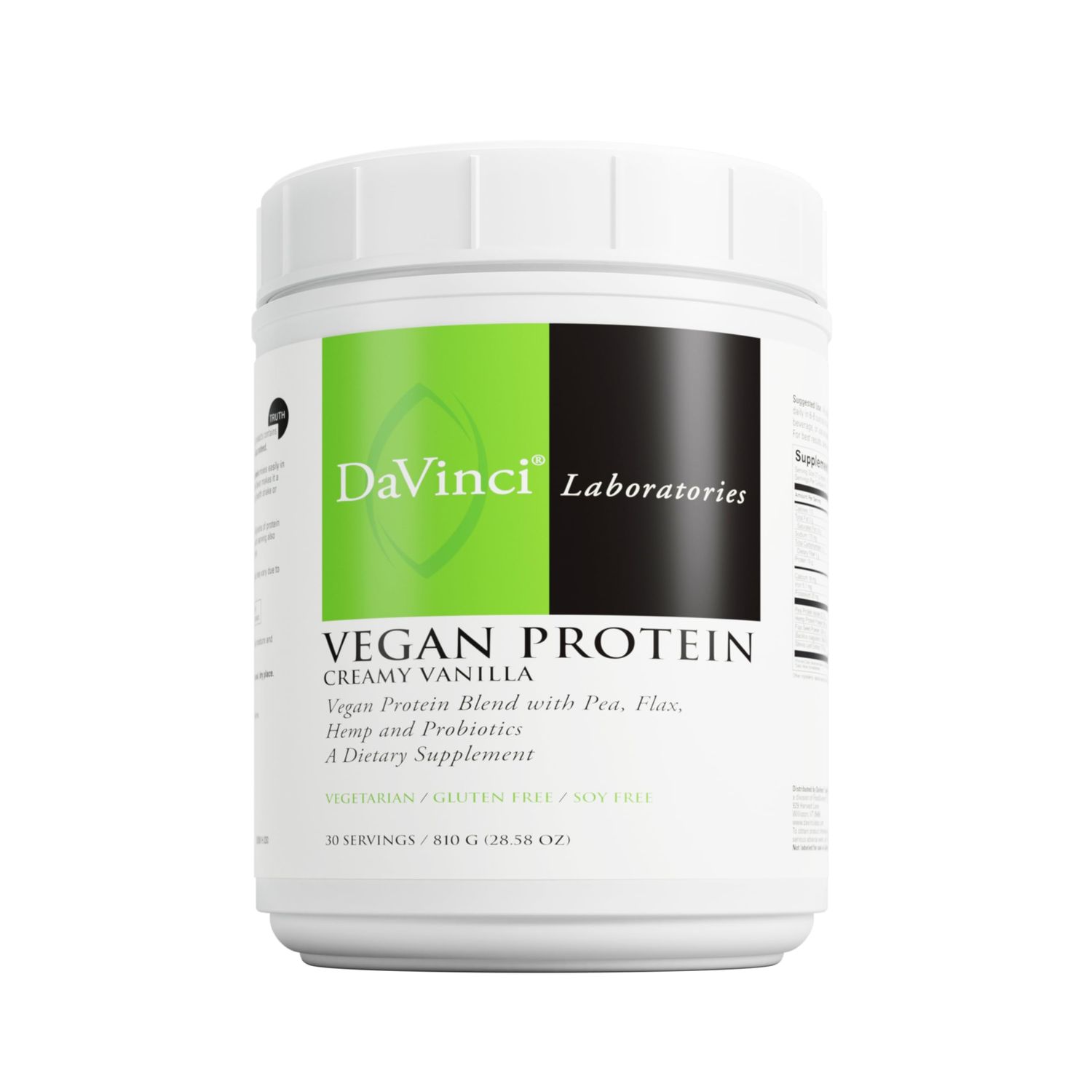 DAVINCI Labs Vegan Protein - Protein Powder Supplement Supports Muscle &amp; Tissue Repair* - Vegan Protein Supplement with Pea Protein &amp; Flax Seed - Creamy Vanilla, 30 Servings (810 g)