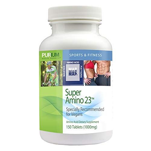 Purium Super Amino 23-150 Vegan Tablets - BCAA &amp; Essential Amino Acid Dietary Supplement, Pre Workout, Recovery Aid, May Help Build Muscle - Gluten Free - 30 Servings