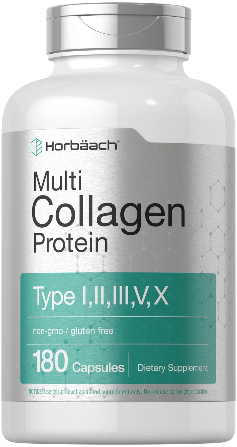 Horbach Multi Collagen Protein 2000 mg | 180 Capsules | Hydrolyzed Collagen Type I, II, III, V, X | Keto &amp; Paleo Friendly, Non-GMO, Gluten Free Supplement
