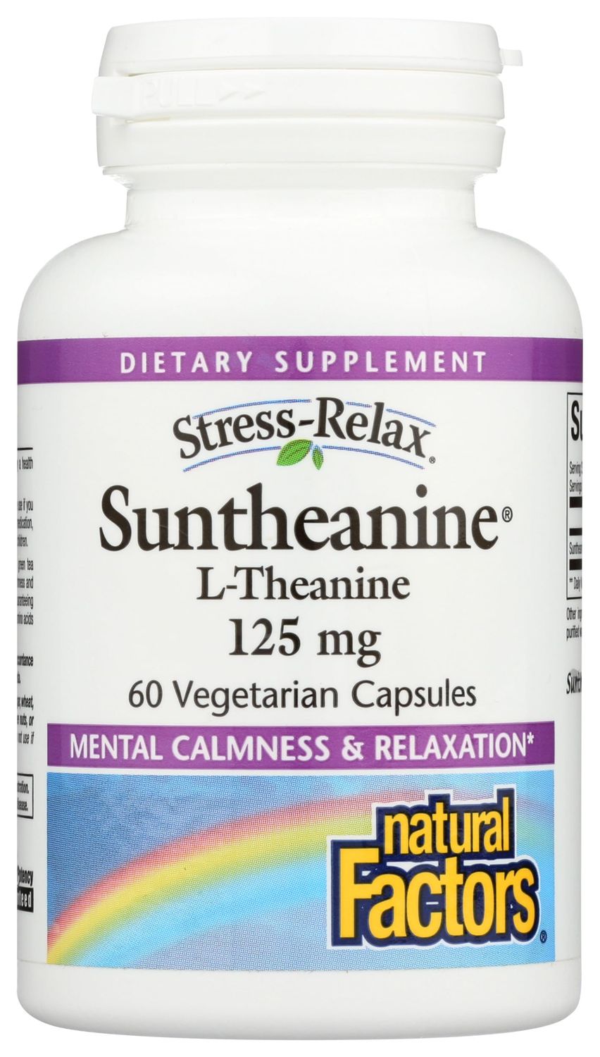 Natural Factors Stress-Relax Suntheanine L-Theanine 125 mg, Non-Drowsy Stress Support for Mental Calmness and Relaxation, 60 Capsules