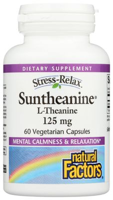 Natural Factors Stress-Relax Suntheanine L-Theanine 125 mg, Non-Drowsy Stress Support for Mental Calmness and Relaxation, 60 Capsules