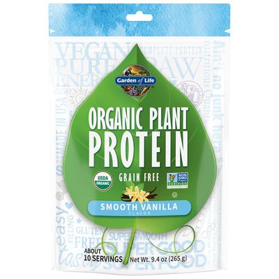 Garden of Life Organic Plant Based Protein Powder - Smooth Vanilla, Vegan, Grain Free and Gluten Free Shake for Women and Men - 10 Servings, 15g of Complete Protein, Probiotics &amp; Enzymes, 0g Sugar