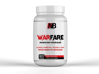 NutritionBizz Warfare 2 lbs Advanced Whey Protein Blend 22g Protein per Serving Amazing Flavors (2 lbs, Vanilla Milkshake)