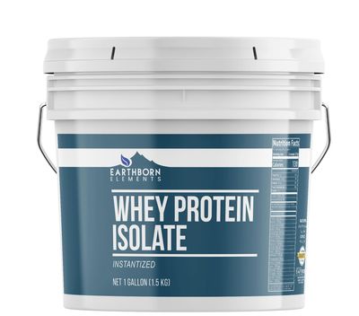 Earthborn Elements Whey Protein Isolate, 1 Gallon Bucket, Protein Powder, Unflavored, Workout Supplement