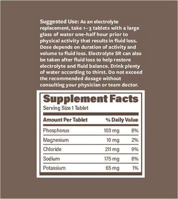 Endurance Products Electrolyte SR - Sustained Release Electrolyte for Optimal Hydration - 60 Tablets - Zero Sugar &amp; Calories, Non-GMO, Vegan, Gluten Free - Muscle Recovery, Energy