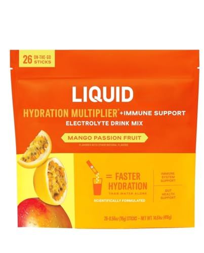 Liquid Hydration Multiplier Plus Immune Support Mango Passionfruit Flavor 26 Pack | Hydration Powder Packets | Electrolyte Drink Mix | Easy Open Single-Serving Sticks | Non-GMO |