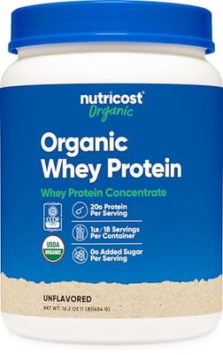 Nutricost Organic Whey Protein Concentrate, Unflavored, (1LB) - Gluten-Free, Non-GMO