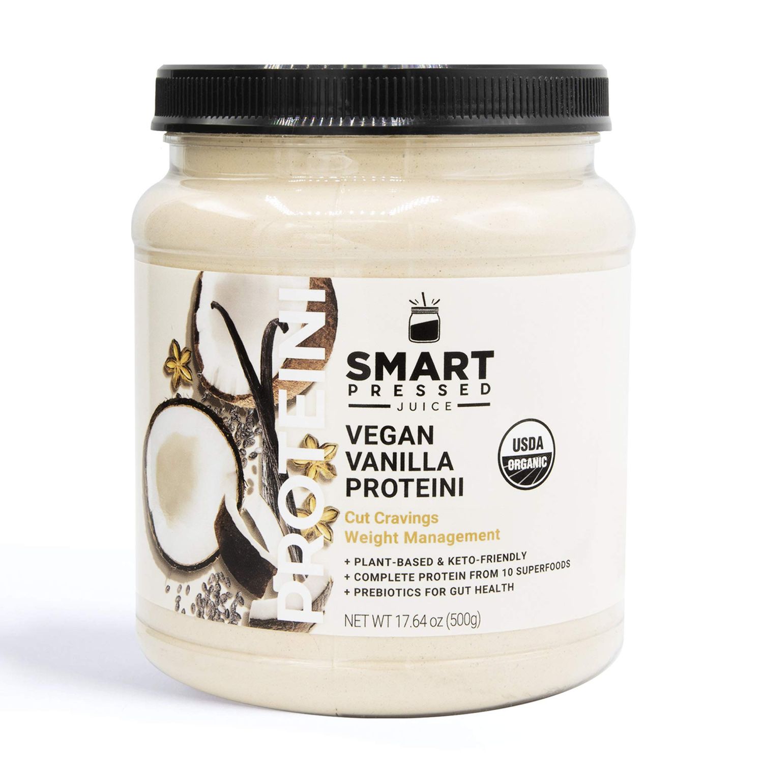 SMART Pressed Juice Vegan Vanilla Proteini | Premium Organic Plant-Based Protein Powder | Clean Lean Protein Shake | Best Detox Smoothie No Fillers | Keto Friendly | Made in The USA | 20 Servings