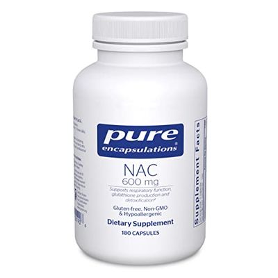 Pure Encapsulations NAC 600 mg - N-Acetyl Cysteine NAC Supplement for Lung Health &amp; Immune Support, Liver Support &amp; Antioxidants* - with Freeform N-Acetyl-L-Cysteine - 180 Capsules