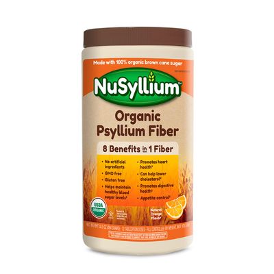 NuSyllium Psyllium Husk Powder, USDA Organic, 30.5 Oz, Dietary Fiber Supplement with Brown Sugar, Helps Digestive Health* Natural Orange, 72 Servings