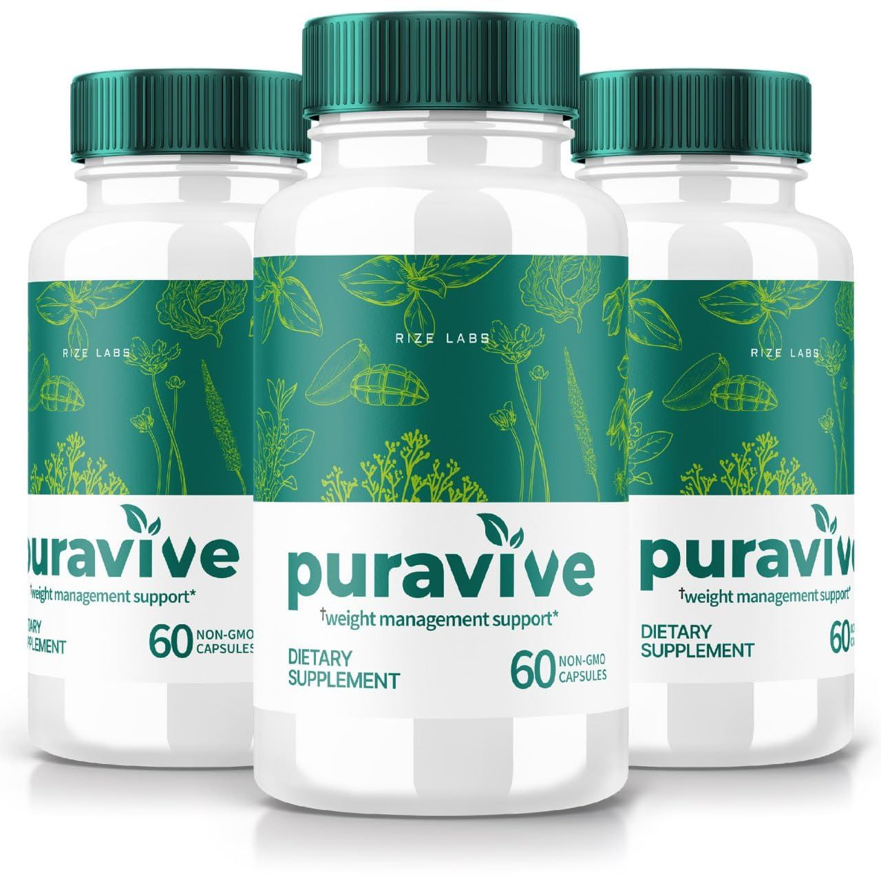 (3 Pack) Puravive WeightLoss Capsules, Puravive Exotic Rice Capsules Reviews, Purevive Weight Support BAT Levels, Pura Vive Detox &amp; Cleanse, All-Natural Easy to Swallow Formula (180 Capsules)