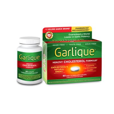 Garlique Garlic Extract Supplement, Healthy Cholesterol Formula, Odorless &amp; Vegan-Friendly, 60 Caplets