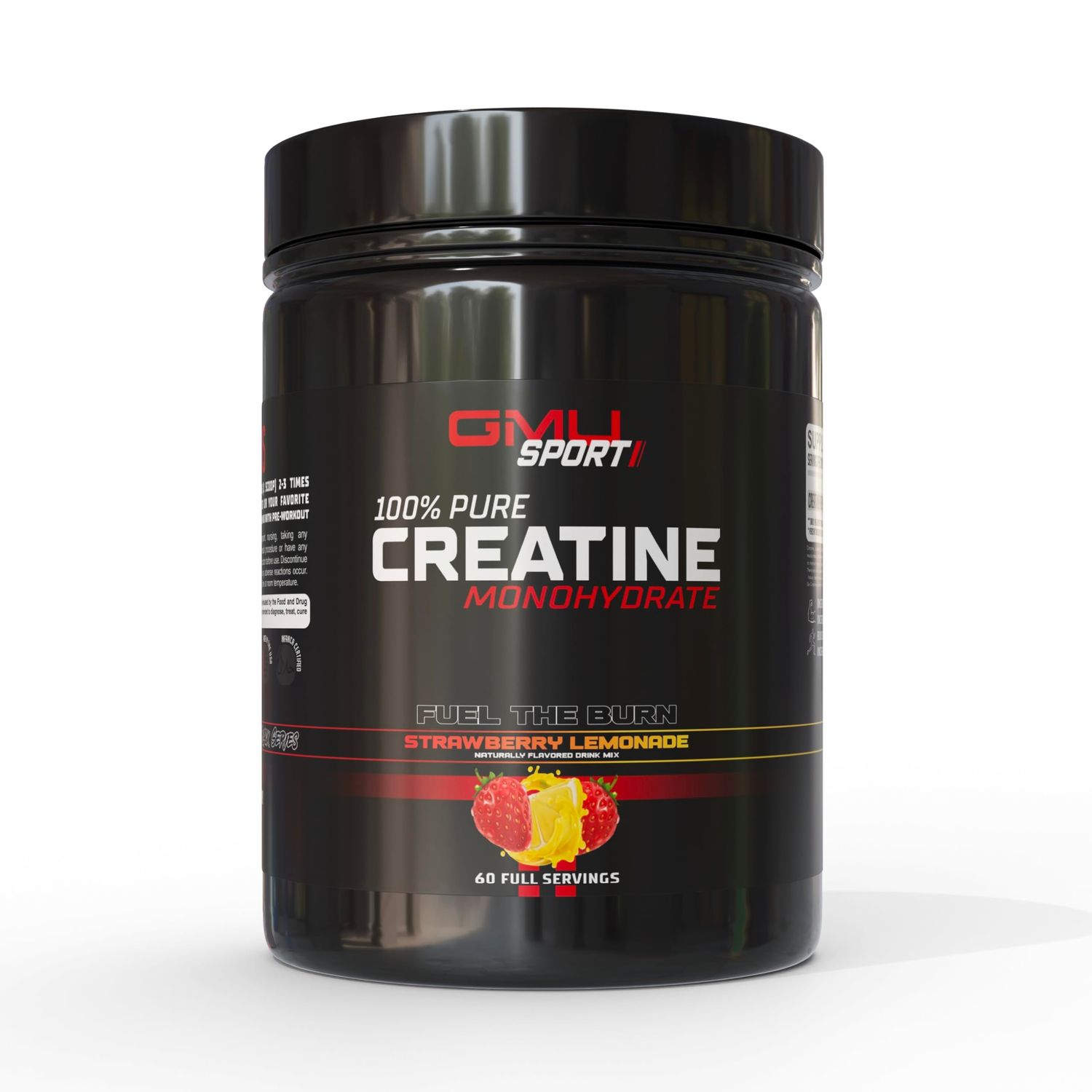 GMU SPORT - Flavored Creatine Monohydrate Powder for Men and Women - Pure Creatine Powder for Muscle Growth, Enhanced Performance and Increased Strength - Creatine Strawberry Lemonade Supplement
