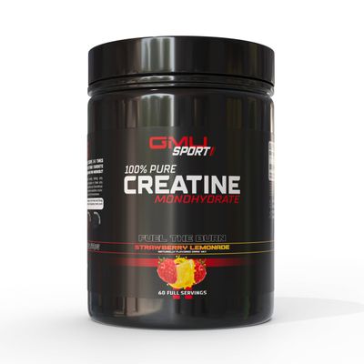 GMU SPORT - Flavored Creatine Monohydrate Powder for Men and Women - Pure Creatine Powder for Muscle Growth, Enhanced Performance and Increased Strength - Creatine Strawberry Lemonade Supplement