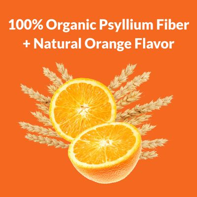 NuSyllium Psyllium Husk Powder, USDA Organic, 30.5 Oz, Dietary Fiber Supplement with Brown Sugar, Helps Digestive Health* Natural Orange, 72 Servings