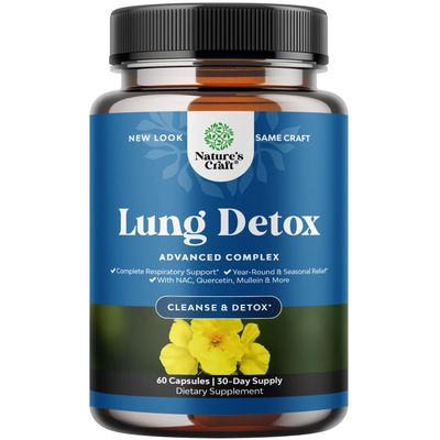 Lung Detox Mullein Leaf Capsules - Purifying Mullein Lung Cleanse Complex with NAC Quercetin &amp; Cordyceps Extracts - Mullein Leaf Herb Respiratory Supplement for Sinus Immunity &amp; Breathing Support