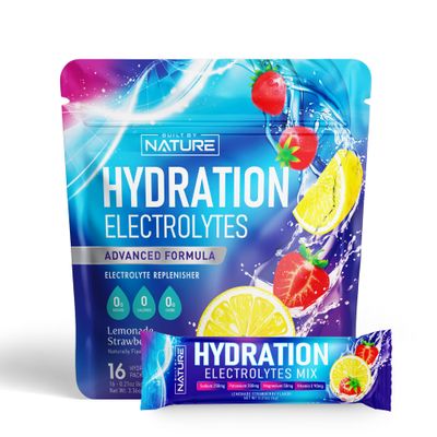 Electrolytes Powder Hydration Packets - Recovery Drink Mix with Sodium, Potassium, Magnesium, Calcium, Vitamin C &amp; Zinc - Sugar Free, Keto, Non GMO &amp; Vegan - Strawberry Lemonade - 16 Sticks