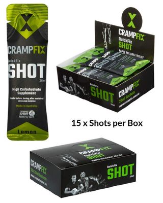 CrampFix Sports Shot, Prevents and Relieves Muscle Cramps in Seconds, Easy Carry Sachets, 15 Pack, All Natural, Lemon