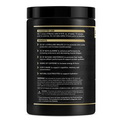 Anabolic Warfare Black Series Maniac, Pre-Workout Powder, Supports Nitric Oxide, Muscle Pumps, and Protein Synthesis* Guerilla Grape