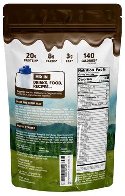 Opportuniteas Organic Plant Based Protein Powder, 20g Pea, Pumpkin, Rice Vegan Organic Protein Powder Without Sugar, Creamy Chocolate, 1 Lb