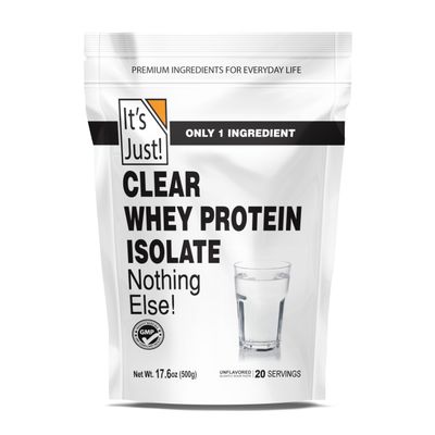 It&#39;s Just! - Clear Whey Isolate, WPI-90, 17.6oz (500g), Zero Carb Protein Powder, 20 Servings, No Added Flavors, Product of Denmark, Packaged in USA, Ultra Premium