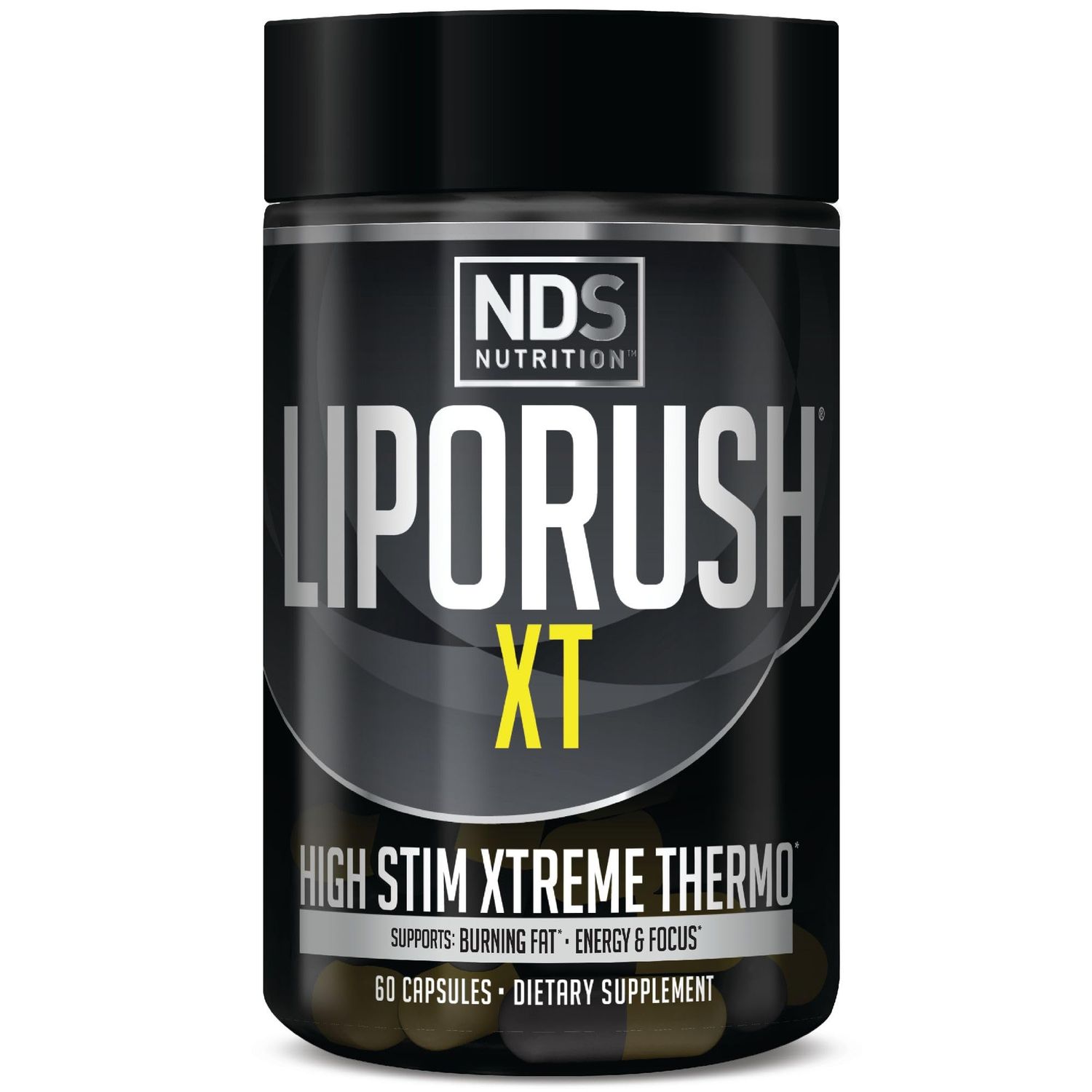 LIPORUSH NDS Nutrition XT - Super Concentrated Thermogenic with L-Carnitine &amp; Teacrine for Shredding Fat - Supports Maximum Energy, Focus, Calorie Burning, Diuretic, Appetite Control (60 Capsules)