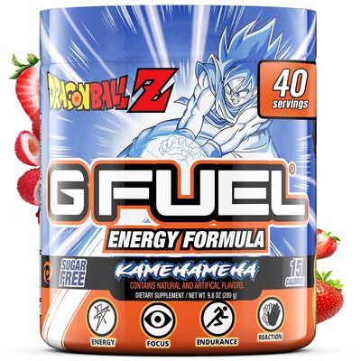 G Fuel Dragon Ball Z Energy Drink Powder, Pre Workout Caffeine Powder, Energy Powder Drink Mix for Gaming, Sugar Free Focus Amino, Vitamin + Antioxidants, 9.8oz (Strawberry Lychee, 40 Servings)